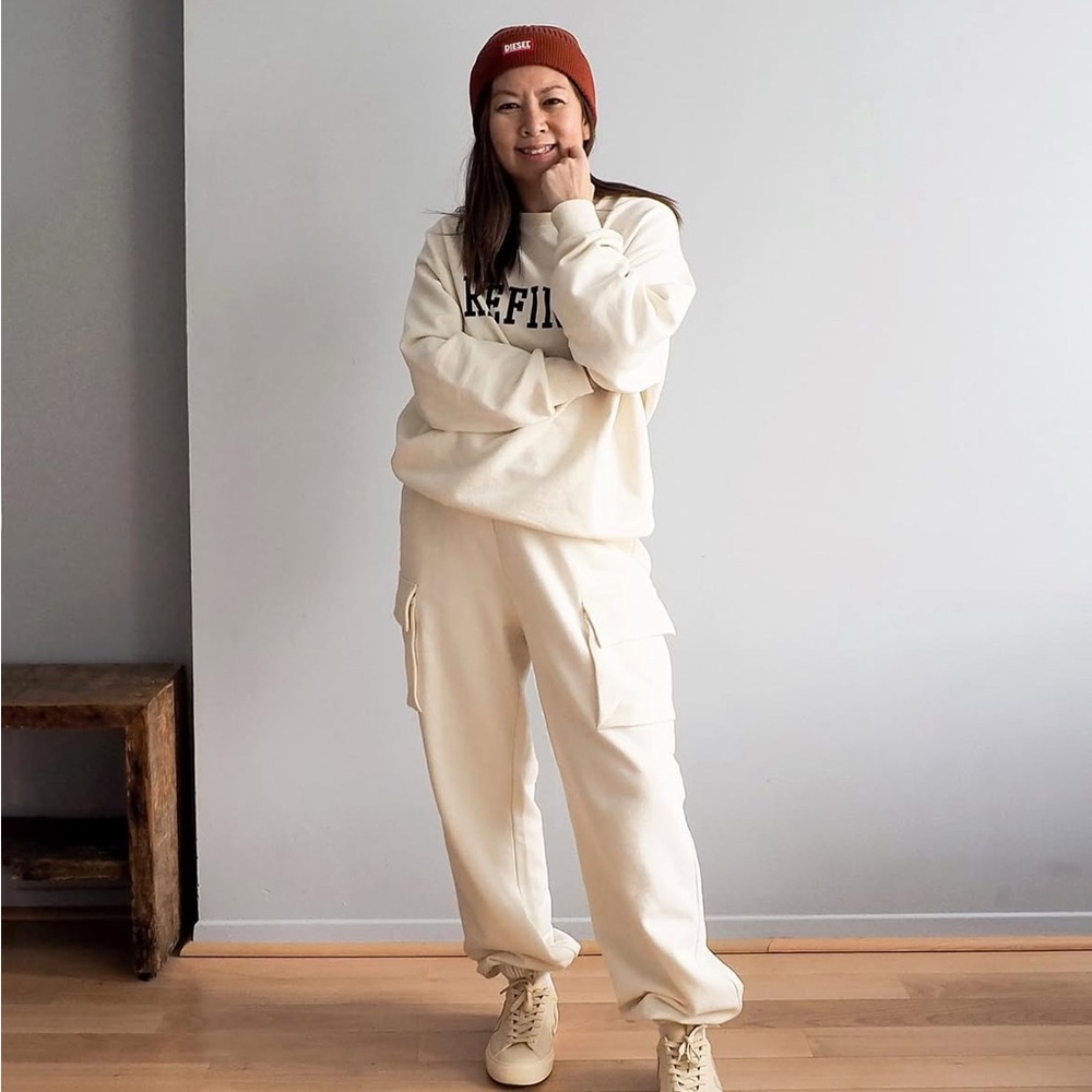 Oak + Fort Cargo Joggers, in Cream, Size S